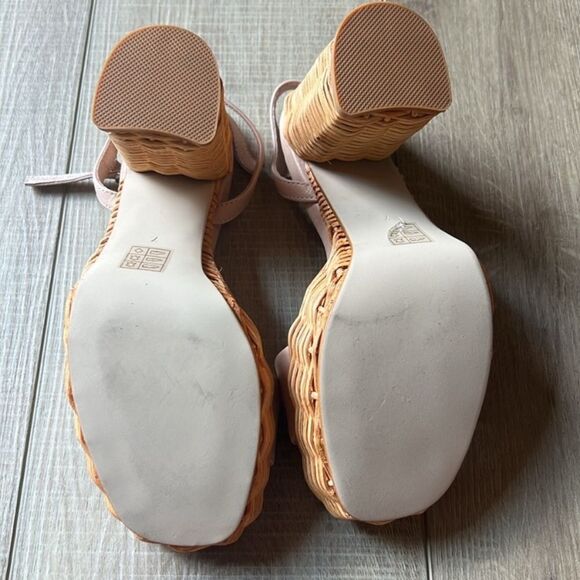 Jeffery Campbell Anthropologie Platform Pink Leather Basket Heels 7 - Picture 6 of 8